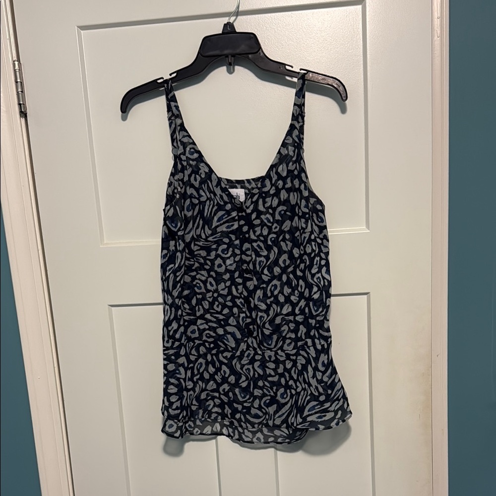 Stylish Women's Blue and White Animal Print Peplum Top